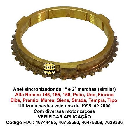 Anel Sincronizador 1 2 Palio Marea Tipo Tempra Strada 95a00