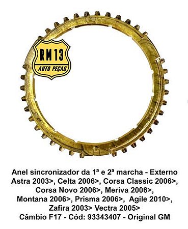 Anel Sincronizado 1ª 2ª Corsa Agile Montana Original Até 12