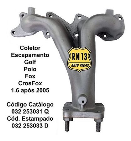 Coletor Escapamento Golf Polo Fox Crosfox 1.6 Após 2005