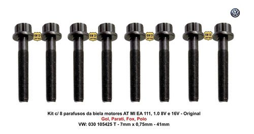 8 Parafusos Biela Gol Parati Fox Polo At Mi Ea111 1.0 8v 16v