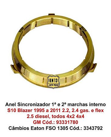 Anel Sincronizado 1ª 2ª Interno S10 Blazer 95-11 2.2 2.4 2.5