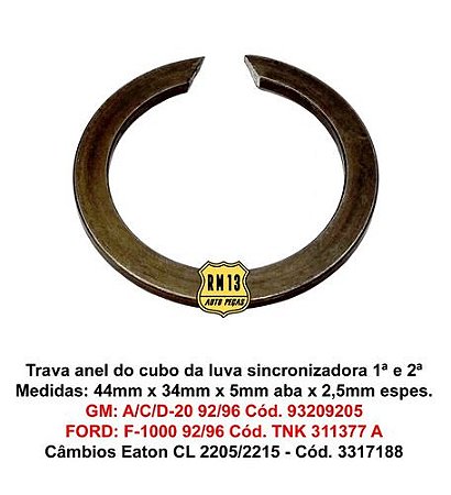 Trava Anel Luva Sincronizadora 1ª 2ª F1000 A20 C20 Opala