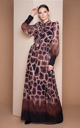 vestido longo acinturado