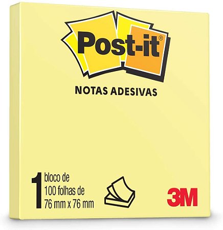 BLOCO ADESIVO POST-IT 76X76MM AMARELO - 3M