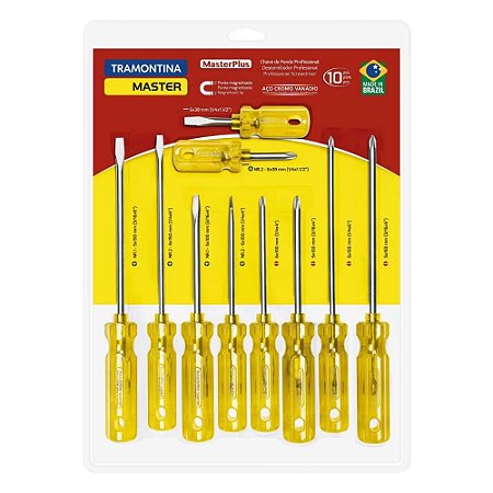 Jogo Chave Fenda/Philips Aço Cromo Vanádio 10PÇ – Tramontina Master