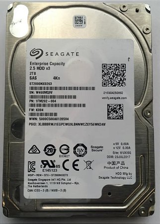 Hd Seagate Enterprise St2000nx0263 2tb 7.200rpm Sas 12.0 Gb/S 128mb 4kn