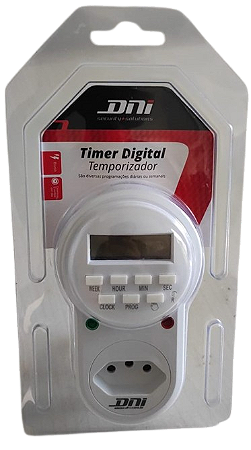 TIMER DIGITAL TEMPORIZADOR PROGRAMÁVEL TOMADA ABNT BIVOLT 10A 2P+T DNI 6610 – DNI