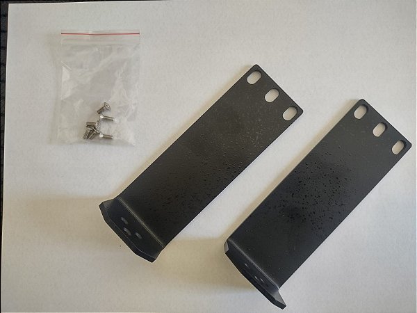 Kit Suporte Longo 12cm Cor Preto De Montagem Em Rack Com Parafusos Para Switch/Roteador/Firewall