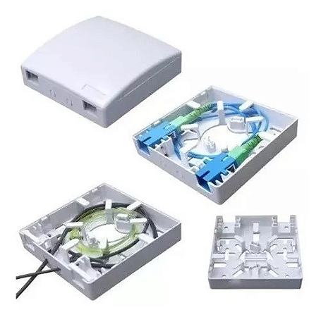 CAIXA TERMINAÇÃO FIBRA ÓPTICA ROSETA PTO 02PT FTTH KIT C/ 50 PTO – PLUSCABLE