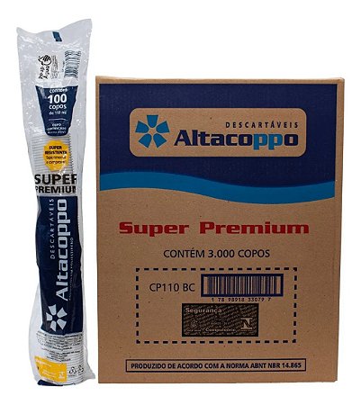 Copo Descartável PS Branco 110ML 30 Pacotes Com 100 UN (3.000 UN) - ALTACOPPO