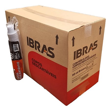 Copo Descartável PS Branco 50ML 50 Pacotes Com 100 UN (5.000 UN) - IBRAS