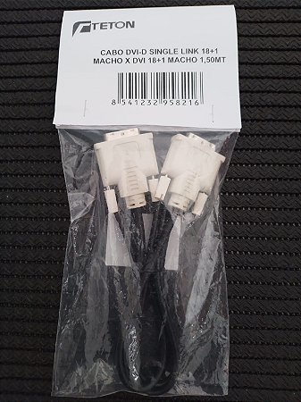 CABO DVI-D SINGLE LINK DIGITAL 18+1 DVI MACHO X DVI MACHO 1,50MT