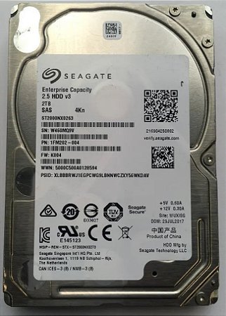 DISCO HD PARA SERVIDOR ARMAZENAMENTO 2TB CACHE 128MB 7.200RPM SAS 12.0 GB/S PROFISSIONAL