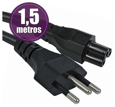 CABO DE FORÇA TIPO MICKEY TRIPOLAR PADRÃO ABNT 2P+T 10A NOTEBOOK MONITOR 1.5M 110/220V - TETON