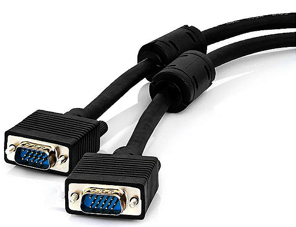CABO DE VÍDEO VGA BLINDADO PARA MONITOR/PROJETOR VGA MACHO 15PIN X VGA MACHO 15PIN ANTI-INTERFERÊNCIA C/ FILTRO 1,8M PRETO - TETON