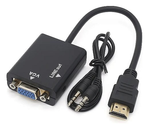 CABO ADAPTADOR CONVERSOR HDMI PARA VGA COM SAIDA DE AUDIO P2 - LEHMOX