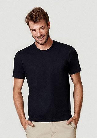 Camiseta Básica Masculina Slim Mangas Curtas - Preto