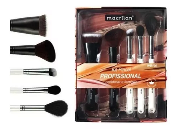 Kit de Pincel Profissional Contornar e Iluminar WB100 - Macrilan