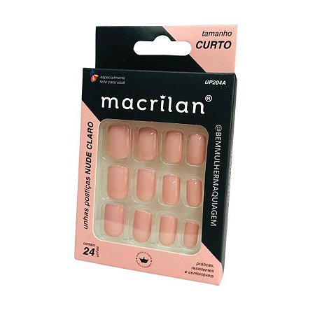 Unhas Postiças Tamanho Curto Nude Claro - Macrilan