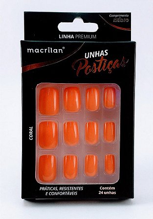 Unhas Postiças Tamanho Médio Coral - Macrilan