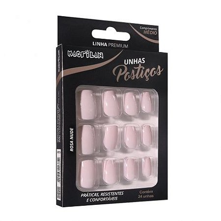 Unhas Postiças Tamanho Médio Rosa Nude - Macrilan
