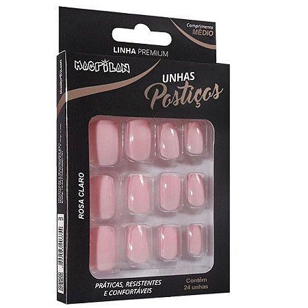 Unhas Postiças Tamanho Médio Rosa Claro - Macrilan