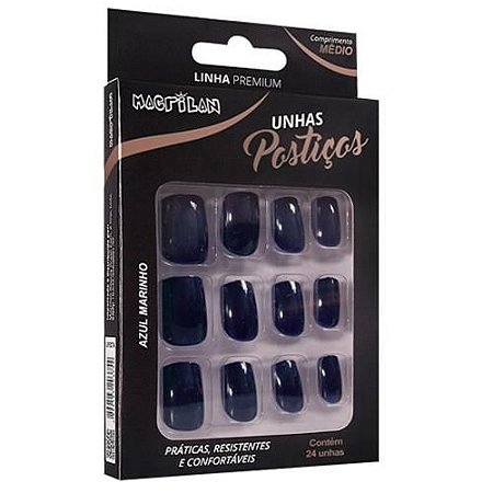 Unhas Postiças Tamanho Médio Azul Marinho - Macrilan