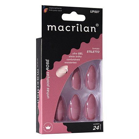 Unhas Postiças Stiletto Rosé - Macrilan