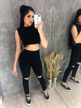 calça bandagem skinny