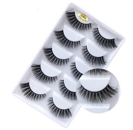 Cartela de cílios 05 pares - Modelo G806