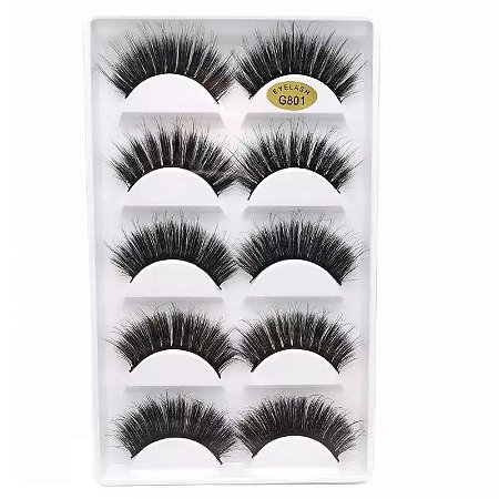 Cartela de cílios 05 pares - Modelo G801