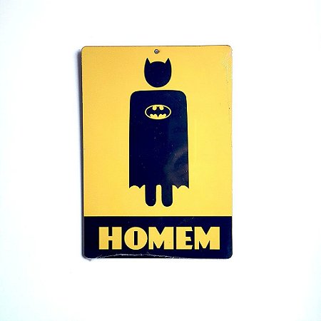 Placa Decorativa MDF 20x28 Homem Batman Fundo Amarelo