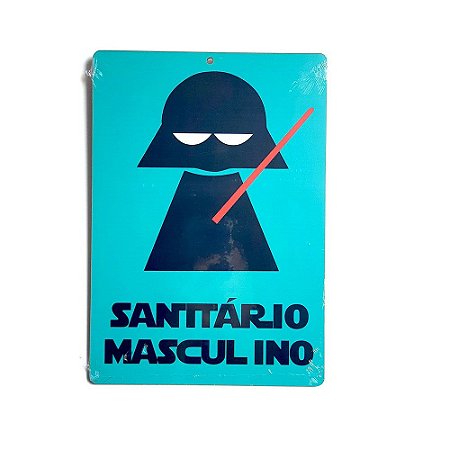 Placa Decorativa MDF 20x28 Sanitário Masculino Darth Vader Fundo Verde - Star Wars