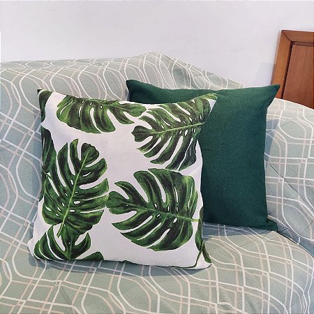DUAS CAPAS DE ALMOFADAS JACQUARD E SUEDE COSTELA DE ADÃO VERDE