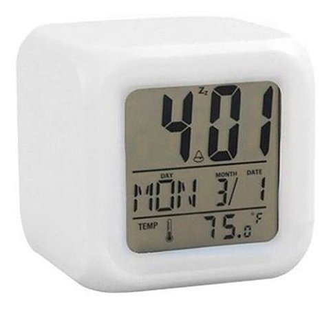 Relógio Despertador Termometro Luminária Calendário 5x1