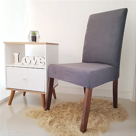 CAPA PARA CADEIRA SUEDE COR CINZA ESCURO - TAMANHO UNIVERSAL