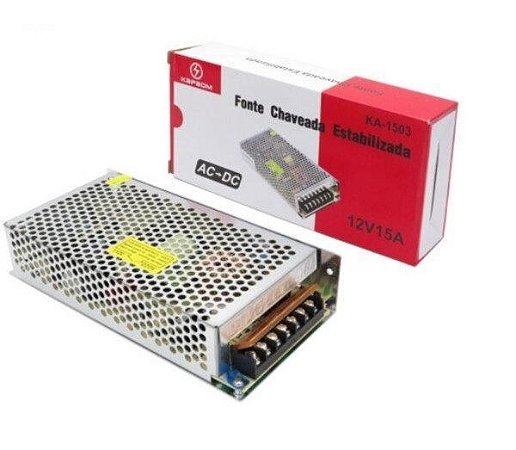 Fonte Chaveada 15A 180W 12V P/ Fita De Led Som Automotivo CFTV Kapbom - KA-1503
