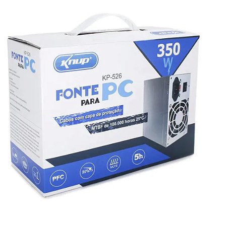 Fonte ATX 350W Bivolt -Knup - KP-526