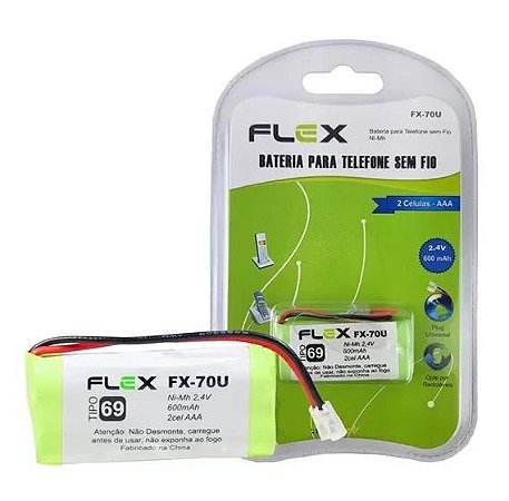 Bateria Recarregável 2,4V 600mAh FX-70U para Telefone Sem Fio