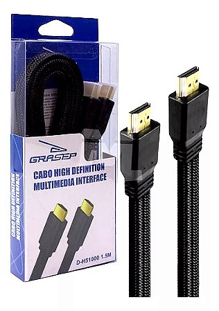 Cabo HDMI 1.5 Metros em Malha 2.0 HD 4K GRASEP - D-4K02