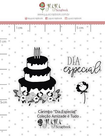 Kit de Mini Carimbos "Dia Especial" - Juju Scrapbook - Coleção Amizade é Tudo
