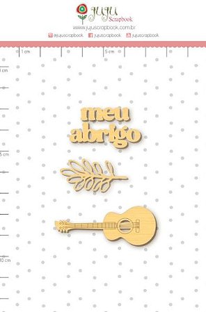 Enfeite Madeirinha Adesivada "Meu Abrigo" - Juju Scrapbook - Coleção Nosso Herói