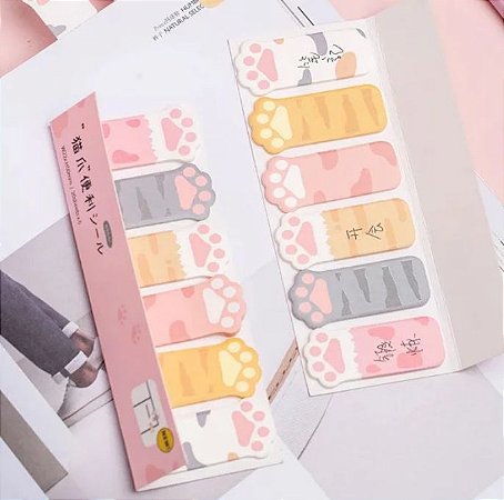 Kit 6 Mini Bloquinhos Sticky Notes Patinhas Fofas