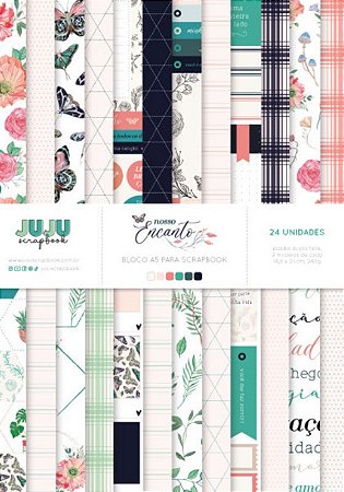Bloco de folhas A5 - Juju Scrapbook - Coleção Nosso Encanto