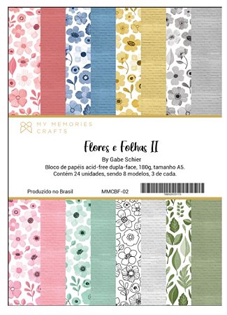 Bloco de folhas A5 Flores e Folhas - My Memories Crafts - Coleção Minhas Celebrações