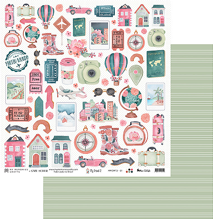 Papel Scrapbook 01 - My Memories Crafts - Coleção My Travel
