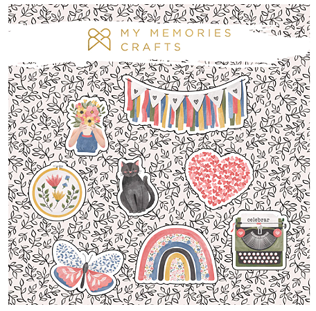 Apliques em Acrílico Adesivados - My Memories Crafts - Coleção Minhas Celebrações