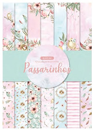 Bloco de folhas A4 - Arte Fácil - Coleção Passarinhos