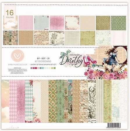 Bloco Papel Scrapbook 30,5x30,5cm Estampas - Dany Peres - Coleção Dorothy