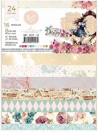 Bloco Papel Scrapbook A4 - Dany Peres - Coleção Dorothy